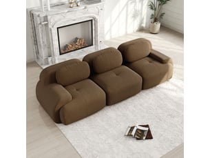 Canapé 3 places cordon premium sans cadre modulaire combinable antidérapant sans montage accoudoirs ergonomiques garniture très élastique brun