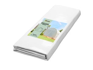 Serre en polyéthylène avec 8 fenêtres, porte sectionnelle et bords enterrés, 4 x 3 x 2 m, blanche