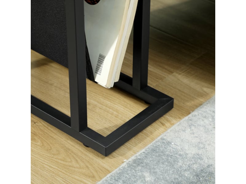  Table d’appoint noire avec plateau en verre et sac en tissu, cadre métal 40x18x55,5 cm  - Conforama E
