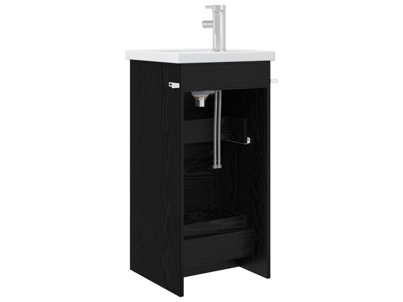Meuble salle de bain avec évier, meuble de rangement chêne noir 42x40x84.5 cm shl8950 - Conforama E