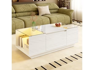 Table basse rectangulaire coloris blanc LPOSPI - 50 cmx105 cm