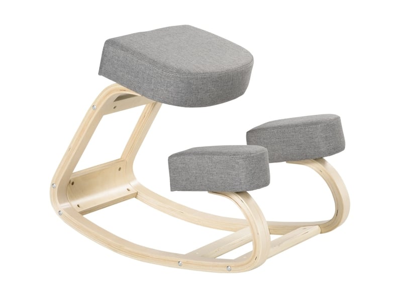  Chaise à genoux ergonomique gris en bois de bouleau, hauteur 51-58 cm  - Conforama A