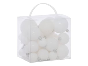 Kit de 35 boules de noël en plastique petit modèle blanc