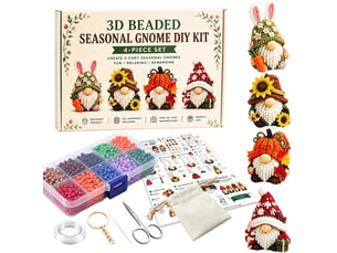 Kit diy gnome 3d en perles, lot de 4 petites décorations à fabriquer, loisirs créatifs pour adultes et adolescents, gnome