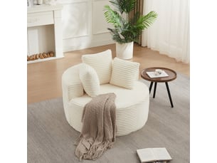Fauteuil fixe <strong></strong> Velours côtelé beige