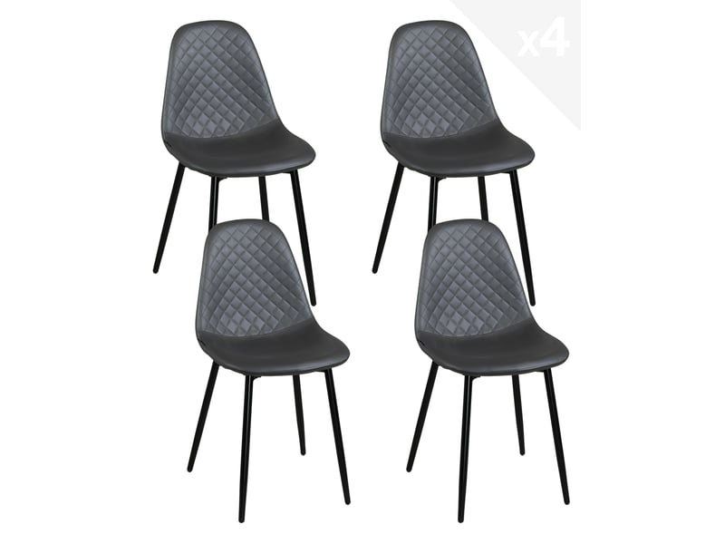 Lot de 4 chaises de salle à manger nova en simili cuir anthracite avec pieds métal 723-NOVA - Conforama A