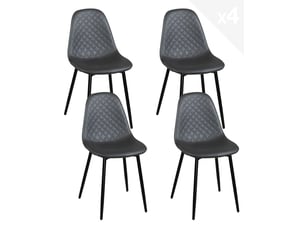 Lot de 4 chaises de salle à manger nova en simili cuir anthracite avec pieds métal