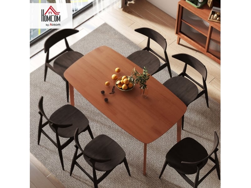  Table de salle à manger pour 6 personnes avec bords arrondis, finition laquée, pour salle à manger, 150 × 80 × 76 cm  - Conforama C