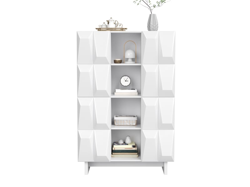  Meuble de rangement 4 portes 12 compartiments blanc 90.5 x 34 x 135.5 cm GL006812W - Conforama A