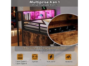 Lit mezzanine 120x200 cm coloris bicolore