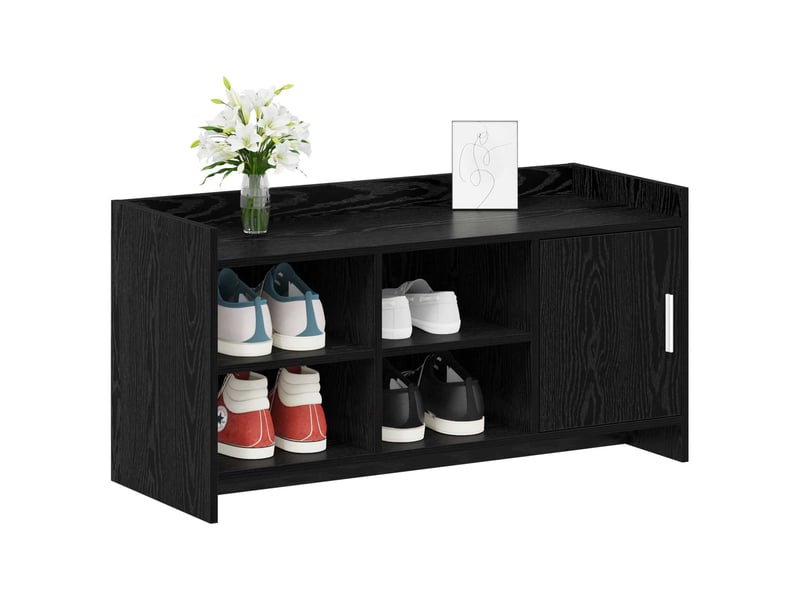  Meuble à chaussure, cabinet à chaussures avec porte chêne noir 100x39,5x51 cm  - Conforama C