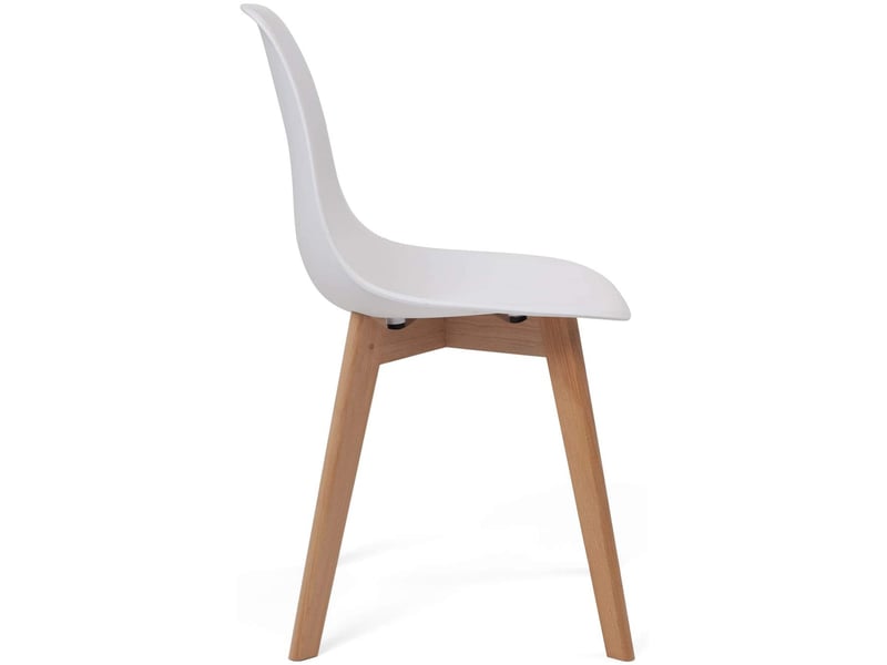  Lot de 2 chaises de cuisine scandinaves nao blanches avec pieds hêtre clair  - Conforama E
