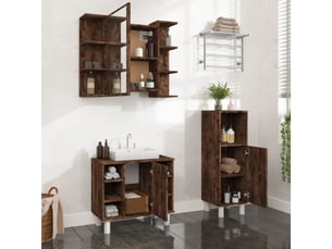 Ensemble d'armoires de salle de bain 3 pcs chêne fumé cf63000