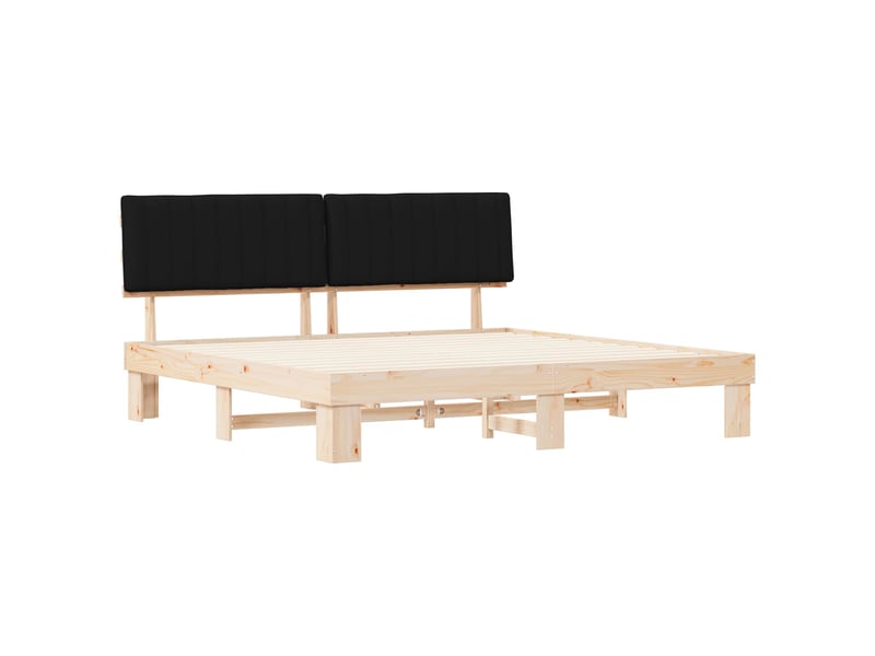 Lit double- lit adulte - cadre de lit avec tête de lit rembourrée noir 200 x 200 cm - Conforama C