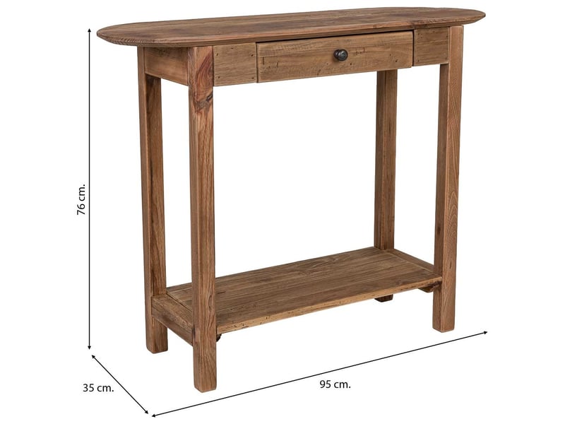  Meuble d'entrée en bois marron 95x35x76h cm  - Conforama D