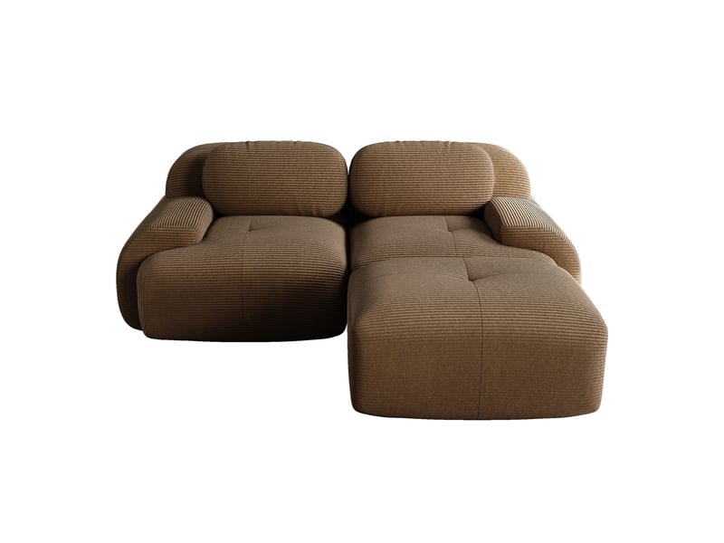  Canapé d'angle modulable en velours côtelé, marron, 208 x 178 x 70 cm Fay Lum - Conforama A