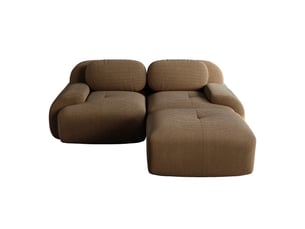 Canapé d'angle modulable en velours côtelé, marron, 208 x 178 x 70 cm