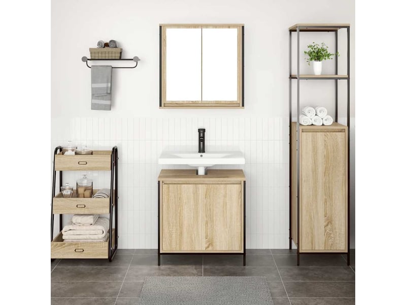 Ensemble de meubles de salle de bain 2 pcs en bois d'ingénierie chêne sonoma - Conforama C
