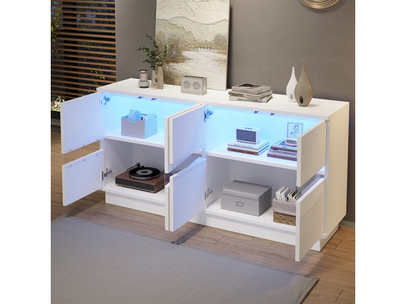  Buffet 4 porte(s) 0 tiroir(s) - 140 cm blanc brillant mdf  - Conforama D