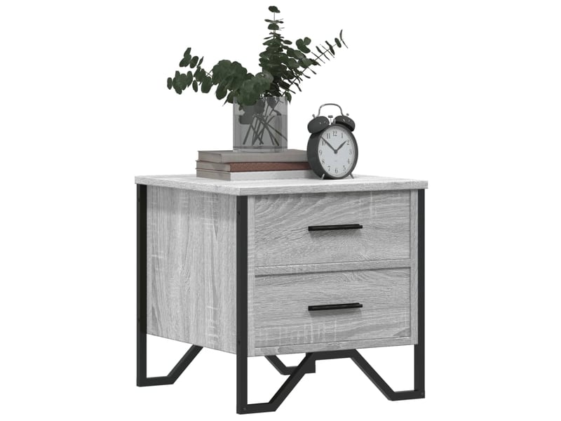  Lot de 2 tables de chevet - cabinet de chevet - table de nuit sonoma gris 40x41x40cm bois d'ingénierie  - Conforama C
