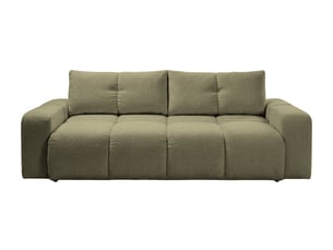 Canapé droit convertible CASANOVA 3 places Tissu vert avec coffre de rangement