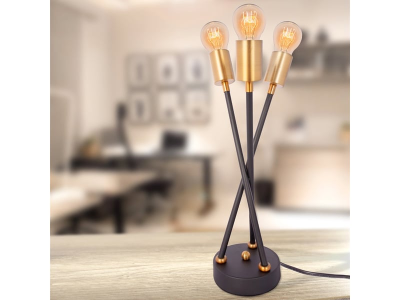 Lampe à poser 3 têtes cantus 45cm noir  - Conforama D