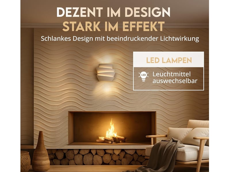  Applique murale intérieure, lampe murale design wave light avec 2 ampoules led g9 lumière chaude 7914674590 - Conforama E