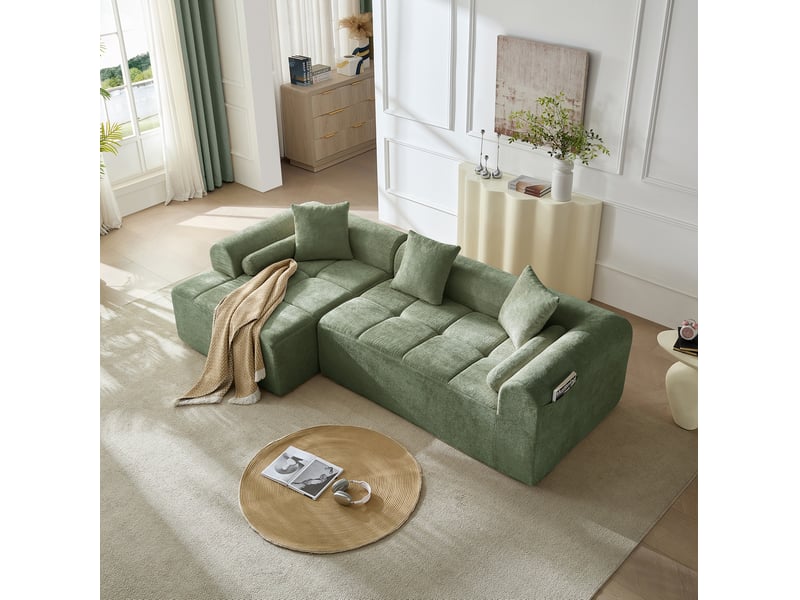  Canapé d'angle gauche 4 places en chenille 263 cm evryae  - Conforama D