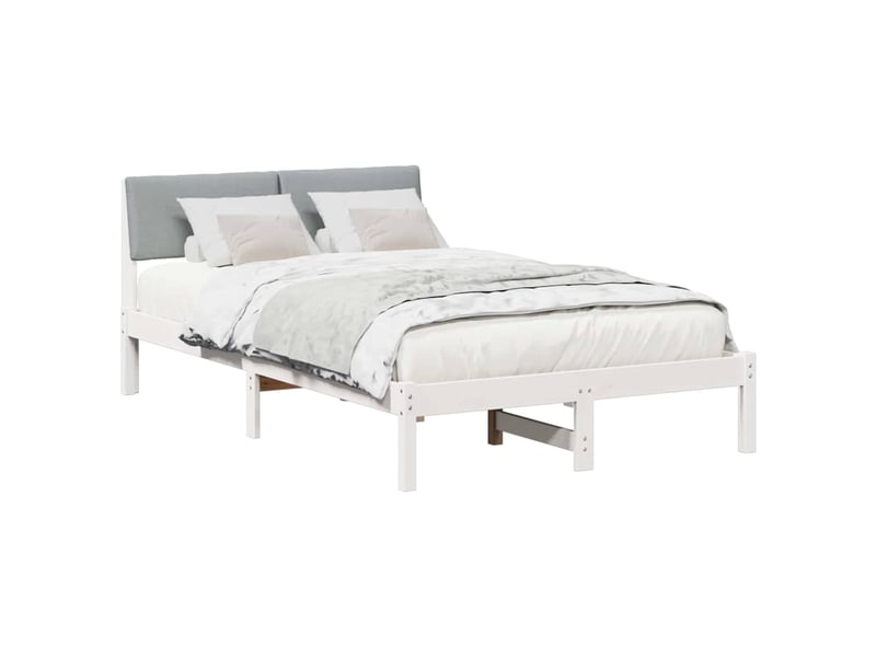 Lit double- lit adulte - cadre de lit avec tête de lit blanc et gris clair 120 x 190 cm - Conforama B