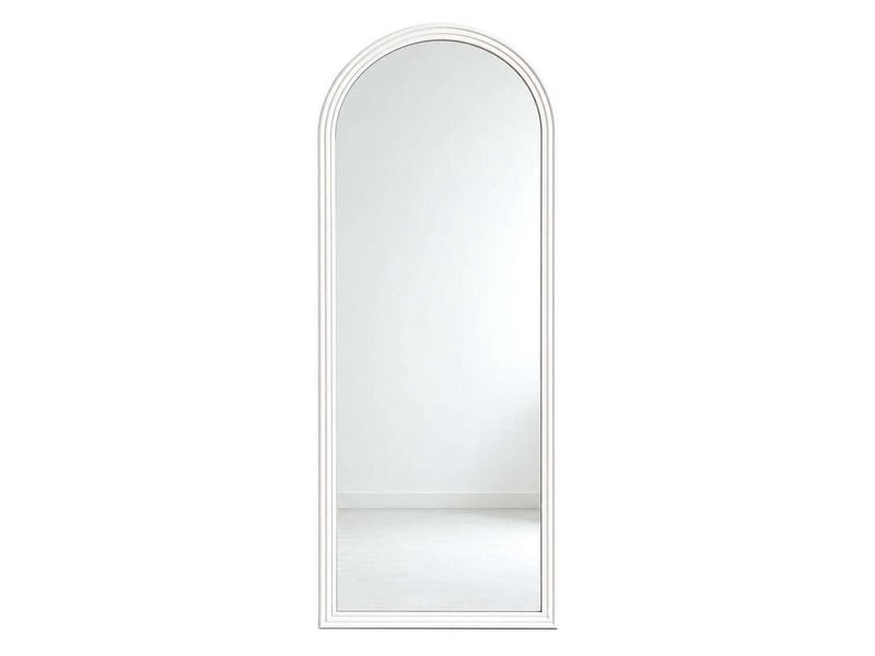  Miroir sur pied arqué pleine longueur 160 x 50 cm – grand miroir psyché autoportant avec cadre en bois massif et verre hd anti-déformation pour chambre, dressing et salon – blanc  - Conforama A