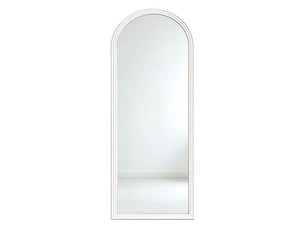 Miroir sur pied arqué pleine longueur 160 x 50 cm – grand miroir psyché autoportant avec cadre en bois massif et verre hd anti-déformation pour chambre, dressing et salon – blanc