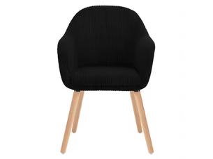 Chaise de salle à manger,53,5x46x83,5 cm,avec accoudoirs,velours côtelé,noir
