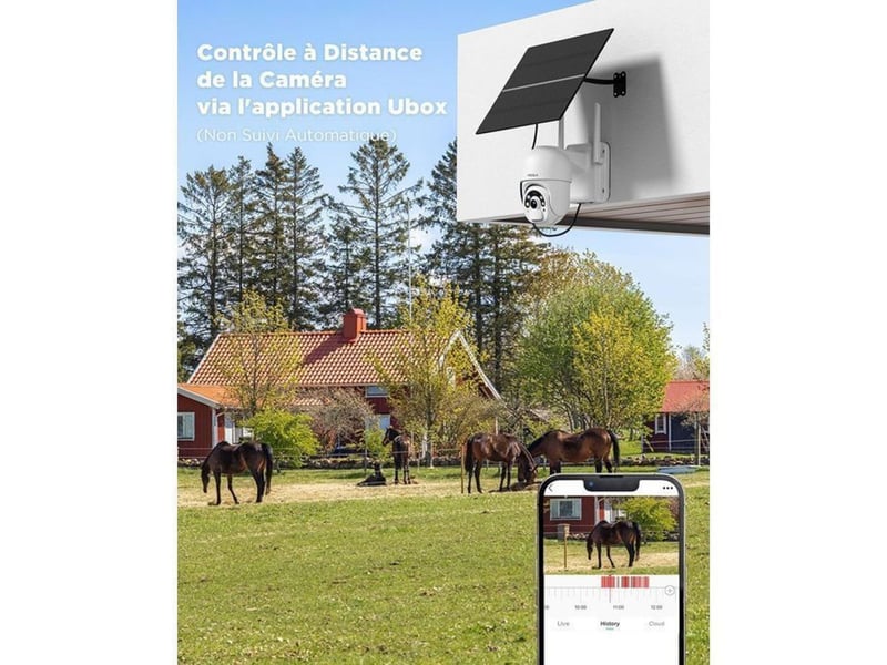  Camera de securite ptz 4g 2k vision nocturne couleur blanche ip66 panneau solaire 20w batterie 20000mah enregistrement continu 247 149519_AAAQF12079_6_DROPFR - Conforama E
