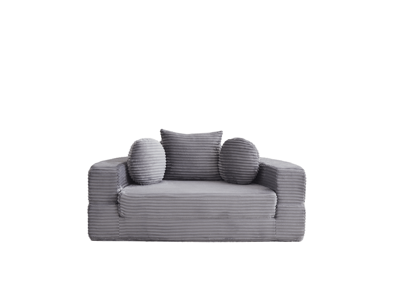  Canapé-lit tcqpz 4-en-1 convertible 1 place velours côtelé gris  - Conforama C