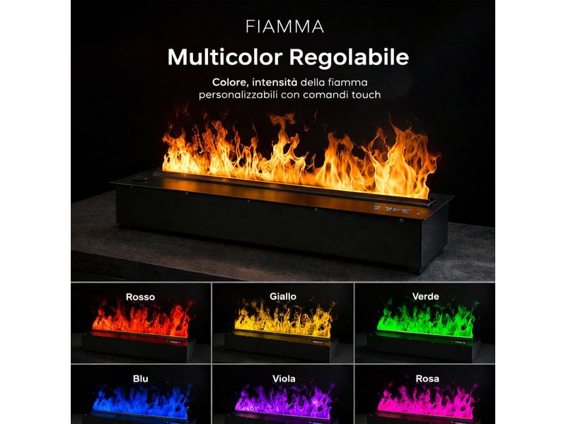 Dfvapo 150 - cheminée électrique encastrable 3d à vapeur d'eau, 150 x 24 x 21,5 cm, en acier inoxydable noir - Conforama D