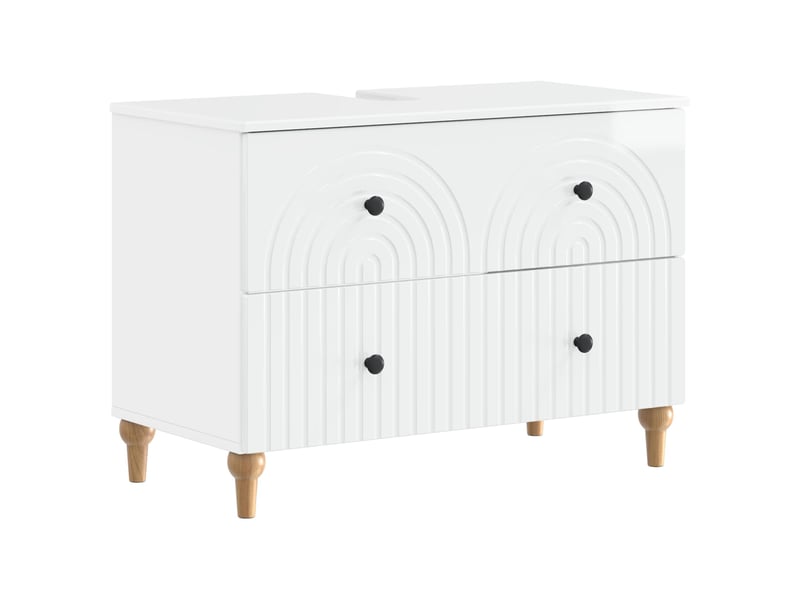 Ensemble de 2 meubles de salle de bain alkmaar blanc brillant cf63039 - Conforama C