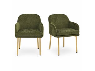 Lot de 2 chaises de salle à manger 61x59x78,5 cm avec accoudoirs, patins réglables, polyester fer, vert