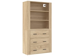 Buffet haut - bahut - meuble de rangement chêne sonoma bois d'ingénierie