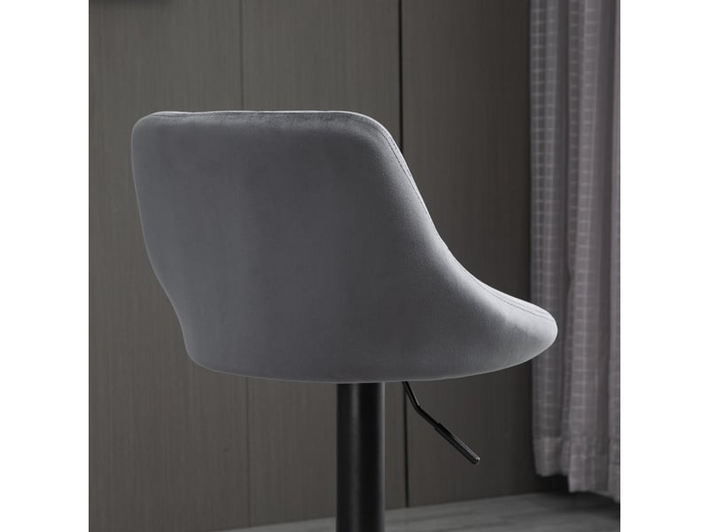  Tabourets de bar lot de 2 réglables pivotants 360° - lpospi - dossier et repose-pieds, polyester velours - gris foncé  - Conforama C