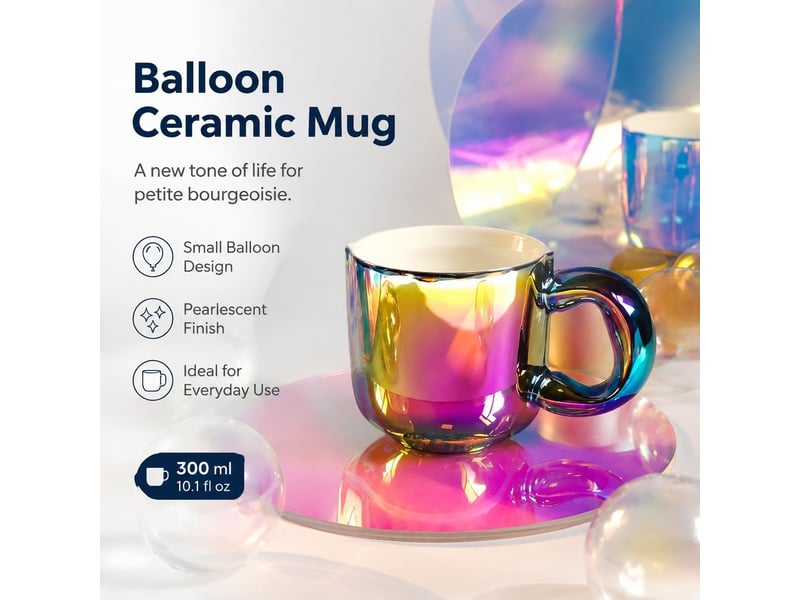  Mug en céramique à forme ballon, argenté, 500 ml  - Conforama E