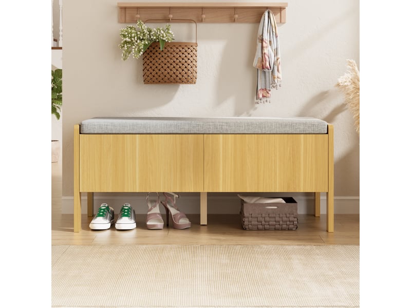  Banc à chaussures rattan naturel 113x45,5x40 cm avec 2 tiroirs  - Conforama B