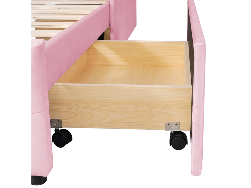  Lit avec rangement 90 × 200 cm en velours - rose C-CRAFTLINK - Conforama D