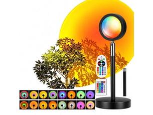 Lampe coucher de soleil led rgb 16 couleurs 180° – 2 télécommandes incluses
