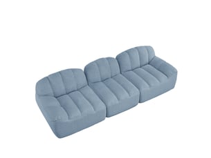 Canapé droit fixe <strong></strong> <strong></strong> 3 places Tissu bleu