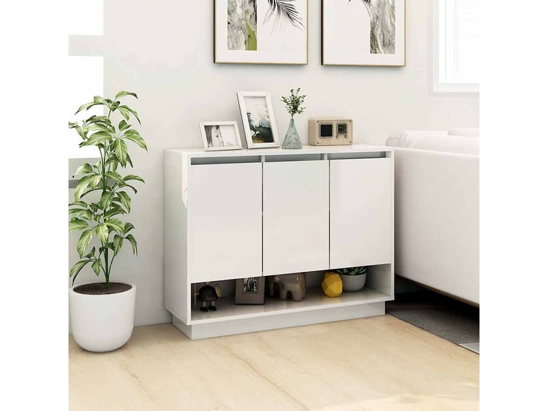  Buffet - bahut - meuble de rangement blanc 97x31x75 cm bois d'ingénierie  - Conforama C