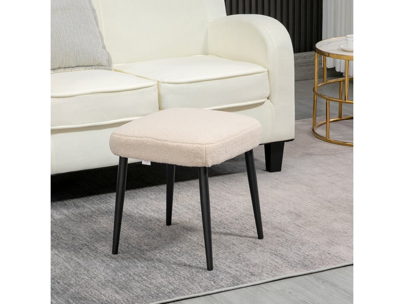  Repose-pied carré 42x42x47 cm – beige – revêtement effet cachemire, pieds en acier  - Conforama B