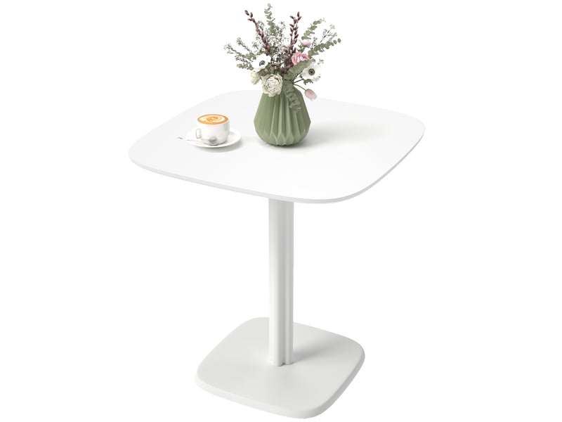  Table à manger pour 4 personne table de cuisine carrée style moderne avec plateau aspect bois, 70 x 70 cm, blanc  - Conforama B