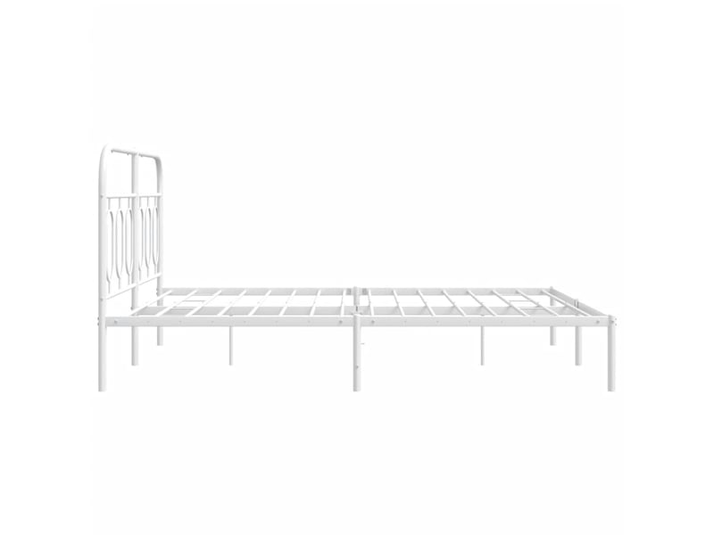  Lit double- lit adulte -  cadre de lit métal sans matelas et tête de lit blanc 140x200 cm  - Conforama D