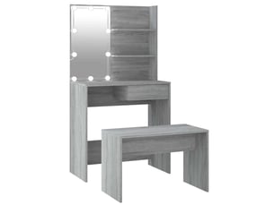 Coiffeuse 0 tiroir(s) Miroir Led avec 1 tabouret(s) inclu(s) coloris gris