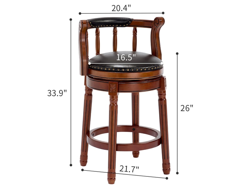  Tabouret de bar,54.8x54.8x96 cm,pivotant 360°,cuir véritable,noir  - Conforama C